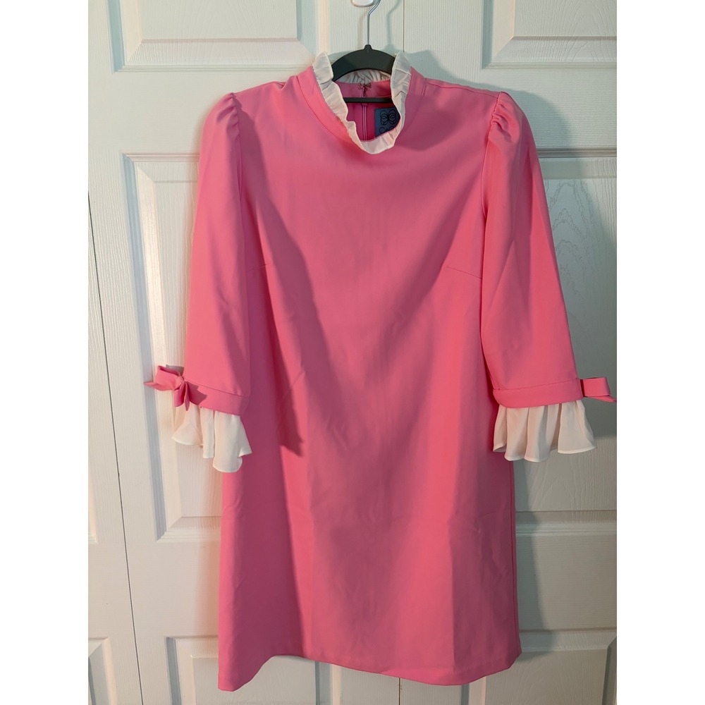 CeCe Pink Mini Dress with White Ruffle Trim